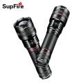 Lanterna de luz forte Supfire Zoom Long Shot Lanternas LED Lanterna tocha LED recarregável doméstica impermeável ao ar livre